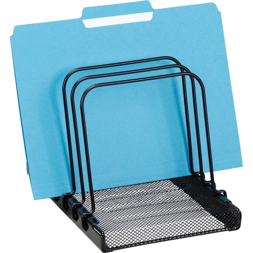MESH FLIP DOCUMENT HOLDER, 5 SECTIONS, LETTER SIZE FILES, 10.25" X 7.5" X 7.5", BLACK/SILVER