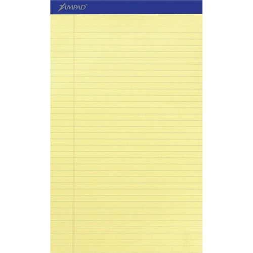 PERFORATED WRITING PADS, WIDE/LEGAL RULE, 8.5 X 14, CANARY, 50 SHEETS, DOZEN