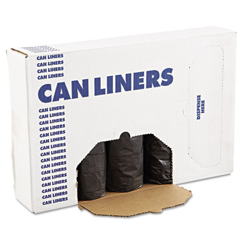 LOW-DENSITY WASTE CAN LINERS, 60 GAL, 0.65 MIL, 38" X 58", BLACK, 100/CARTON