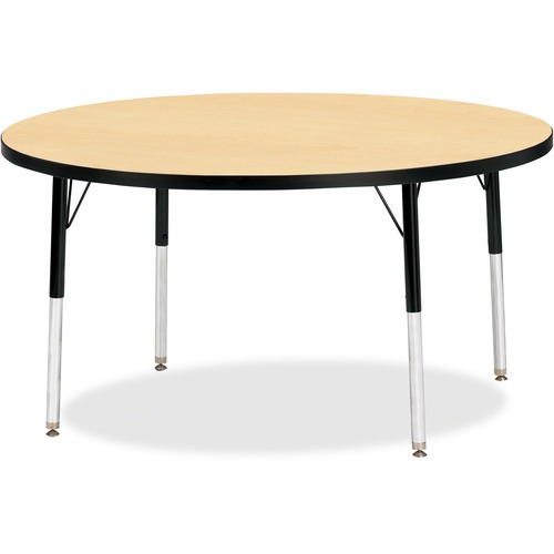 Jonti-Craft, Inc.  Activity Table, Round, 24"-31"x48", Maple/Black