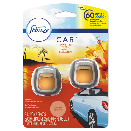 CAR AIR FRESHENER, HAWAIIAN ALOHA, 2 ML CLIP, 2/PACK, 8 PACKS/CARTON