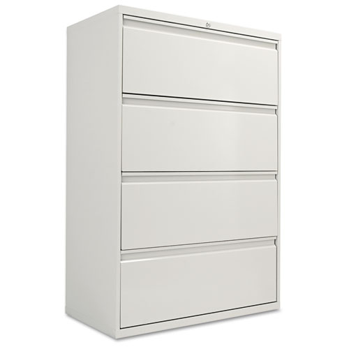 FOUR-DRAWER LATERAL FILE CABINET, 36W X 18D X 52.5H, LIGHT GRAY