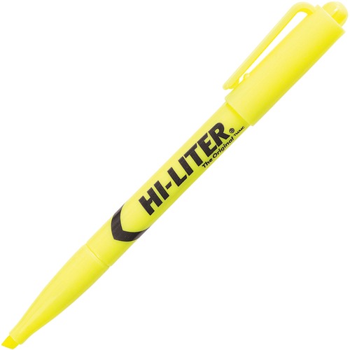 HI-LITER PEN-STYLE HIGHLIGHTERS, CHISEL TIP, FLUORESCENT YELLOW, DOZEN