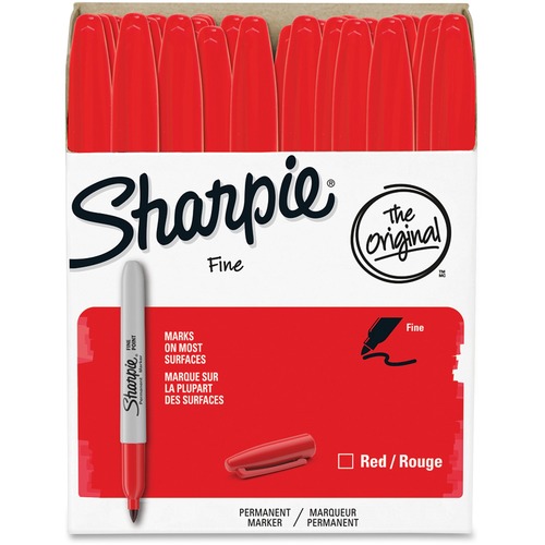 FINE TIP PERMANENT MARKER, RED, 36/PACK