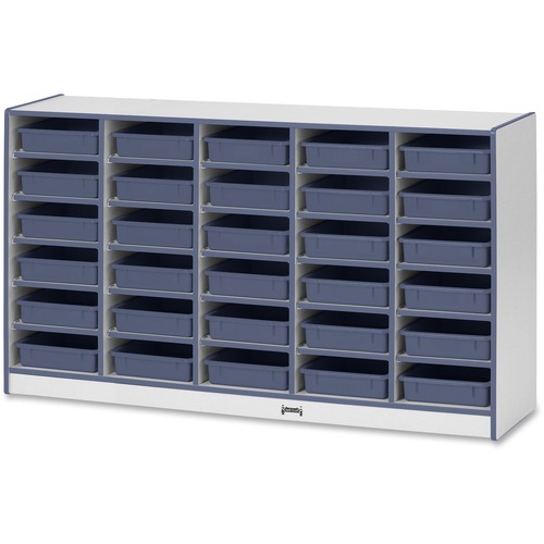 Jonti-Craft, Inc.  Mobile 30 Paper Tray Storage,w/Bins,35.5"x60"x15",Navy