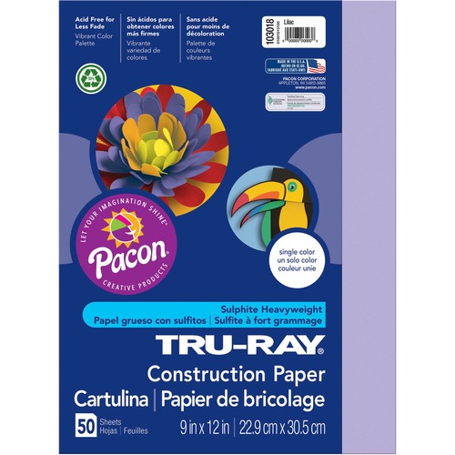 Pacon  Construction Paper, 76lb., 9"x12", 50/PK, Lilac