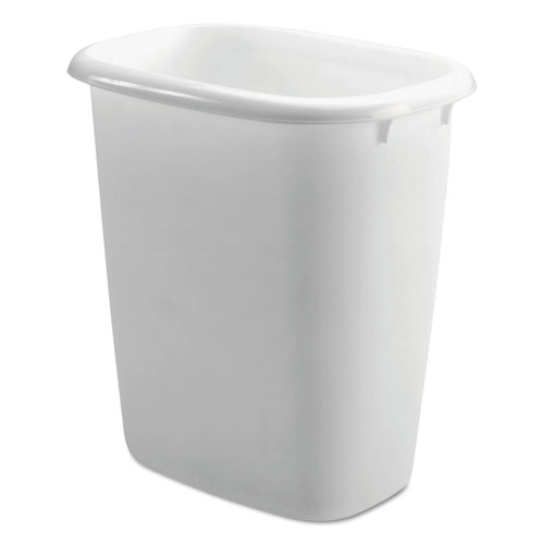 OVAL VANITY WASTEBASKET, PLASTIC, 14.4 QT, WHITE, 6/CARTON