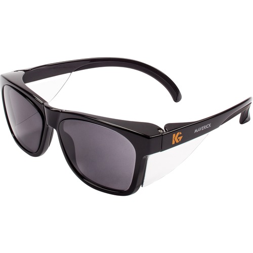 MAVERICK SAFETY GLASSES, BLACK, POLYCARBONATE FRAME, SMOKE LENS