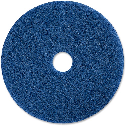 Genuine Joe  Floor Pads, f/Medium-duty Scrubbing, 13", 5/CT, Blue