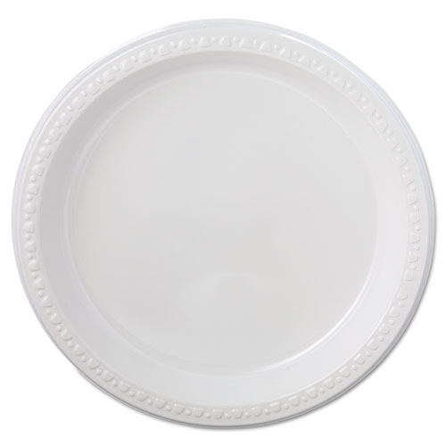 Heavyweight Plastic Plates, 9" Diameter, White, 125/pack, 4 Packs/ct