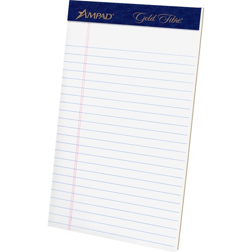GOLD FIBRE WRITING PADS, NARROW RULE, 5 X 8, WHITE, 50 SHEETS, 4/PACK