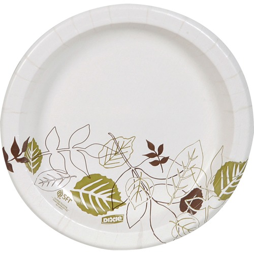 Pathways Soak-Proof Shield Mediumweight Paper Plates, 8 1/2", Grn/burg, 125/pk