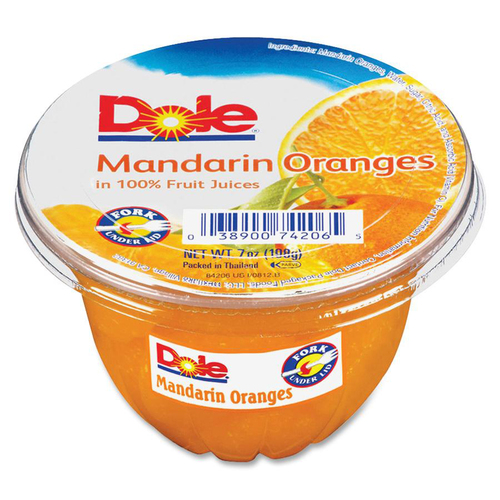 Dole  Fruit Cups, 7 oz., 12/CT, Mandarin Oranges