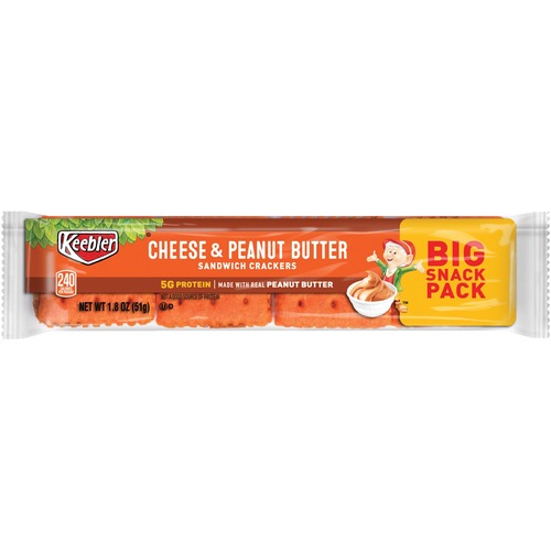 SANDWICH CRACKERS, CHEESE AND PEANUT BUTTER, 8-PIECE SNACK PACK, 12/BOX