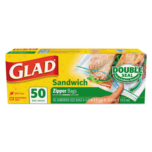 SANDWICH ZIPPER BAGS, 6.63" X 8", CLEAR, 600/CARTON