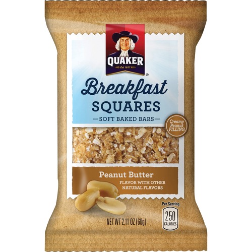 Quaker Foods  Breakfast Squares, Peanut Butter, 2.11 oz., 6/BX, Tan