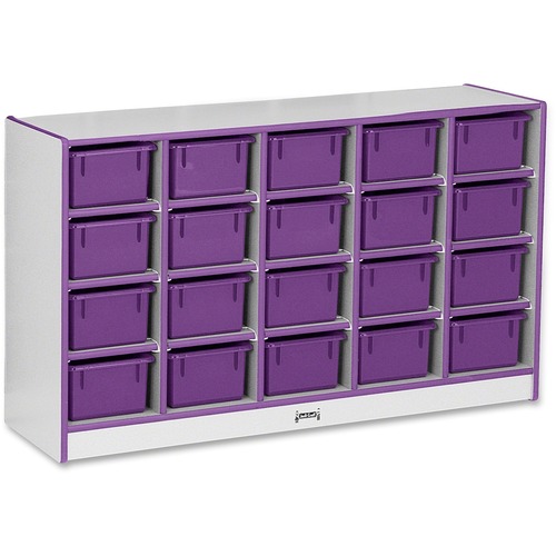 Jonti-Craft, Inc.  Mobile 20 Cubbie-Tray Unit,w/Color Bins,29.5"x48"x15",Purple