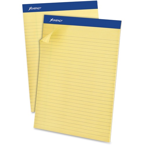 RECYCLED WRITING PADS, WIDE/LEGAL RULE, 8.5 X 11.75, CANARY, 50 SHEETS, DOZEN