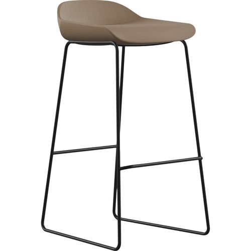 9to5 Seating  Bar Stool, Sled Base, 16"x16"x33", Latte Fabric/Black Frame