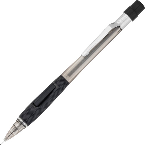 QUICKER CLICKER MECHANICAL PENCIL, 0.5 MM, HB (#2.5), BLACK LEAD, TRANSPARENT SMOKE BARREL