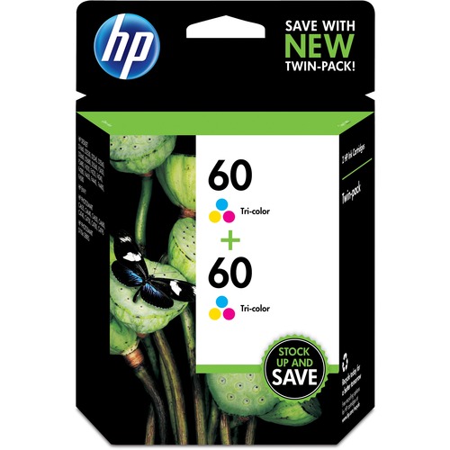 Hewlett-Packard  HP60 Inkjet Cartridge, 165 Page Yield, 2/PK, Tri-Color