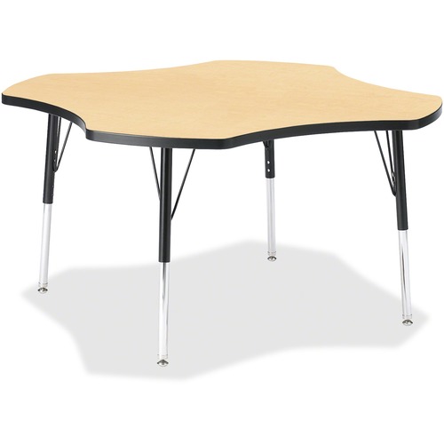 Jonti-Craft, Inc.  Activity Table, Four-Leaf, 15"-24"x48", Maple/Black