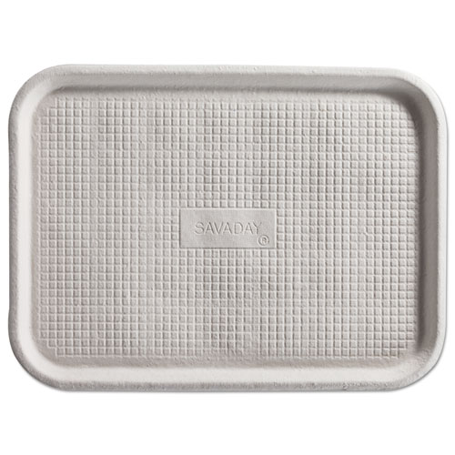 SAVADAY MOLDED FIBER FLAT FOOD TRAY, 1-COMPARTMENT, 6 X 12, WHITE, 200/CARTON