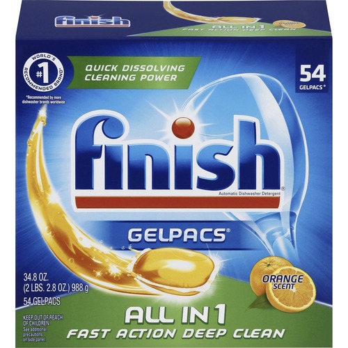 DISH DETERGENT GELPACS, ORANGE SCENT, 54/BOX, 4 BOXES/CARTON