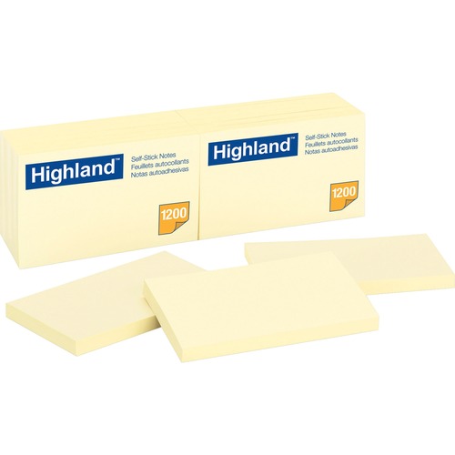 Self-Stick Notes, 3 X 5, Yellow, 100-Sheet, 12/pack