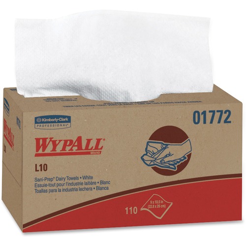 L10 Sani-Prep Dairy Towels,pop-Up Box, 1ply, 10 1/2x10 1/4, 110/pk, 18 Pk/carton