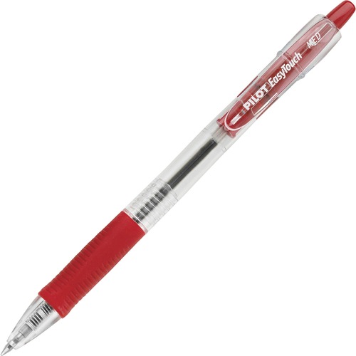 EASYTOUCH RETRACTABLE BALLPOINT PEN, MEDIUM 1MM, RED INK, CLEAR BARREL, DOZEN