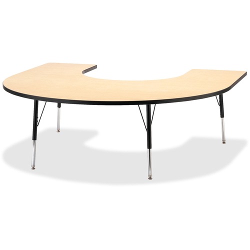 Jonti-Craft, Inc.  Activity Table, Horseshoe, 24"-31"x66"x60", Maple/Black