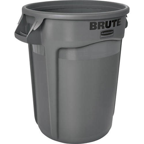 Round Brute Container, Plastic, 32 Gal, Gray