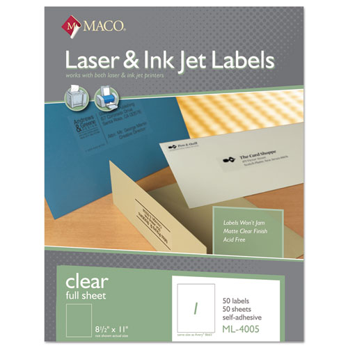 LABEL,LASER,8.5X11,CLR