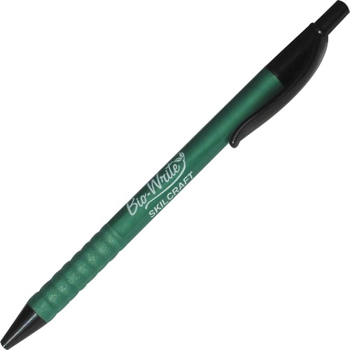 SKILCRAFT  Ballpoint Pen, Biobased, Retract/Refill, Fine, 12/DZ, Black