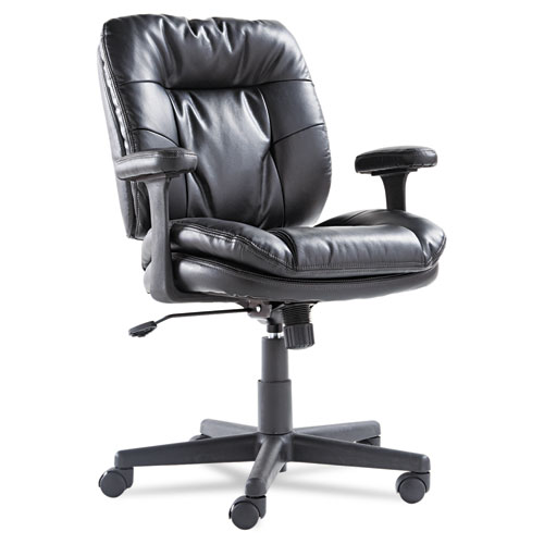 EXECUTIVE BONDED LEATHER SWIVEL/TILT CHAIR, SUPPORTS UP TO 250 LBS, BLACK SEAT/BACK/BASE