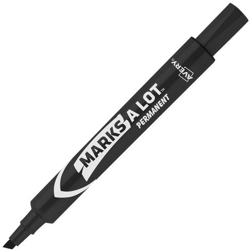 MARKS A LOT LARGE DESK-STYLE PERMANENT MARKER, BROAD CHISEL TIP, BLACK, DOZEN, (8888)