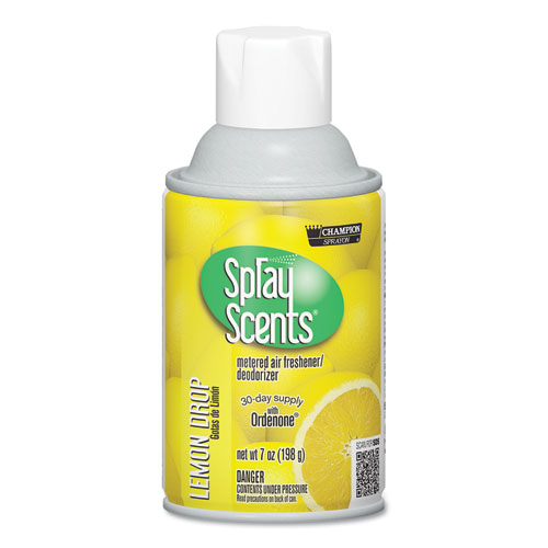 SPRAYSCENTS METERED AIR FRESHENER REFILL, LEMON, 7 OZ AEROSOL, 12/CARTON