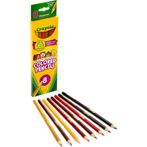 MULTICULTURAL EIGHT-COLOR PENCIL PACK, 3.3 MM, 2B (#1), ASSORTED LEAD/BARREL COLORS, 8/PACK