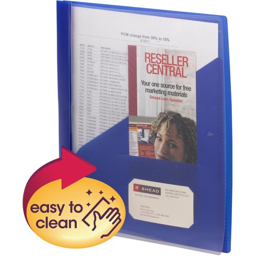 Clear Front Poly Report Cover With Tang Fasteners, 8-1/2 X 11, Blue, 5/pack