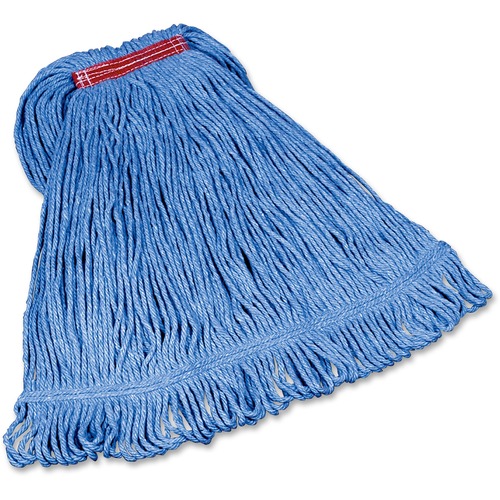 Rubbermaid Commercial Products  Super Stitch Blend Mop, 1" Headband, Large, 6/CT, Blue