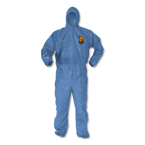 A60 ELASTIC-CUFF, ANKLES AND BACK HOODED COVERALLS, BLUE, LARGE, 24/CARTON