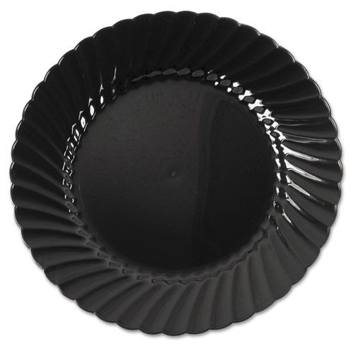 Classicware Plastic Plates, 6" Dia., Black, Round, 10 Plates/pack