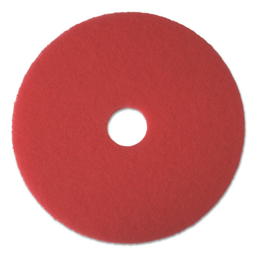 BUFFING FLOOR PADS, 17" DIAMETER, RED, 5/CARTON