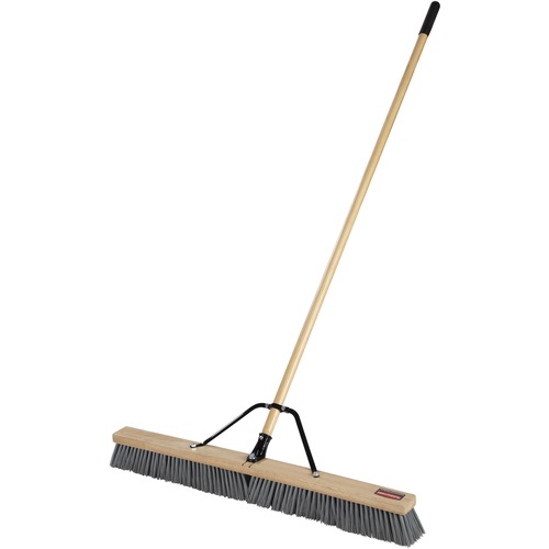 PUSH BROOMS, 36" BRUSH, PP BRISTLES, FOR ROUGH FLOOR SURFACES, 62" WOOD HANDLE, NATURAL