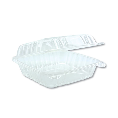 HINGED LID CONTAINER, 8.34" X 8.24", CLEAR, 200/CARTON