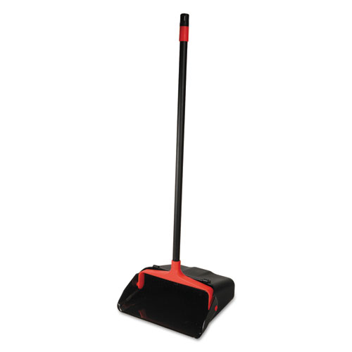 Maxi-Plus Lobby Dust Pan With Rear Wheels, Black, 13"wide, 30"handle, 6/carton