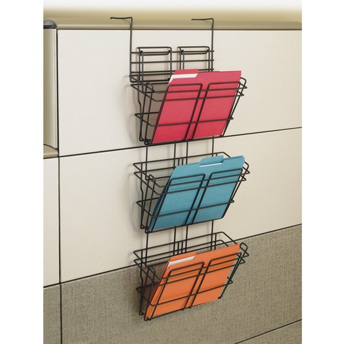 Panelmate Triple-File Basket Organizer, 15 1/2 X 29 1/2, Charcoal Gray