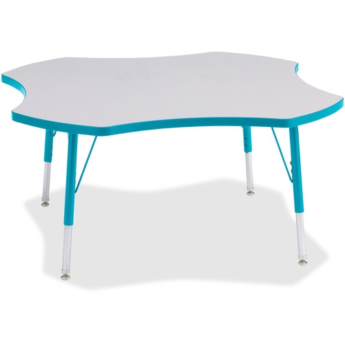 Jonti-Craft, Inc.  Activity Table, Four-Leaf, 15"-24"x48", Teal