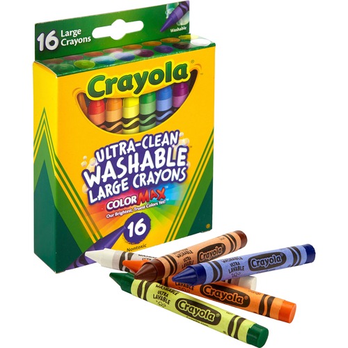 CRAYONS,WASHABLE,LARGE,16CT